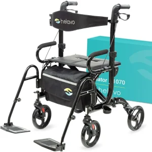 home.2 in 1 Walker Wheelchair Combo - Foldable Aluminum Rollator with Footrests - Convertible to a Transport Chair - Maximum Mob